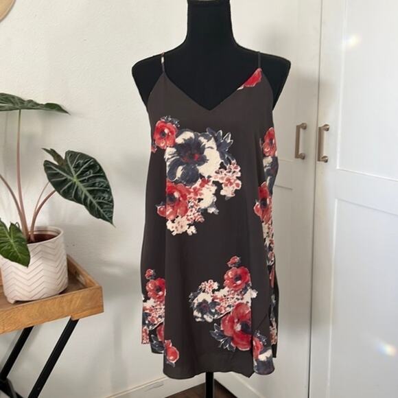 Intimately Free People Cascades Grey with Floral Print Slip Dress - Small - Picture 3 of 10